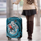Port Adelaide Football Club Luggage Cover Indigenous Monochrome Dot Art Mascot Style