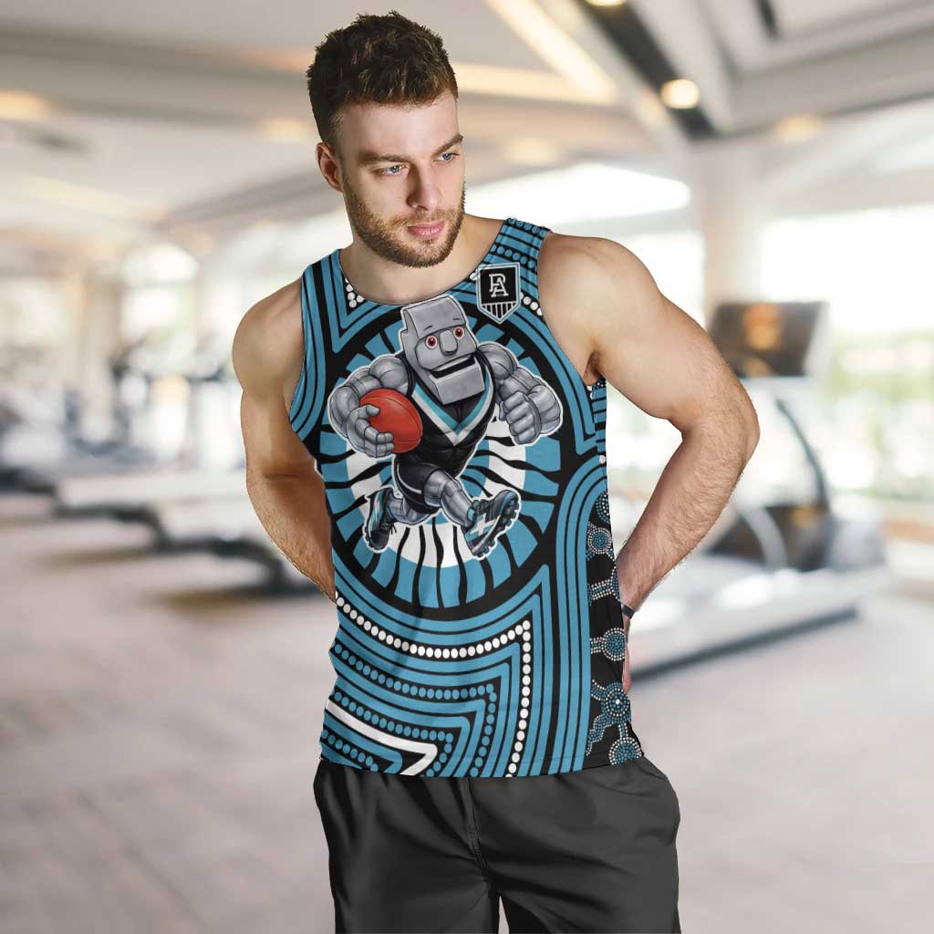 Port Adelaide Football Club Men Tank Top Indigenous Monochrome Dot Art Mascot Style
