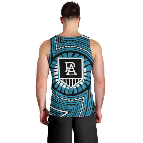 Port Adelaide Football Club Men Tank Top Indigenous Monochrome Dot Art Mascot Style