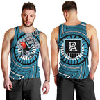 Port Adelaide Football Club Men Tank Top Indigenous Monochrome Dot Art Mascot Style