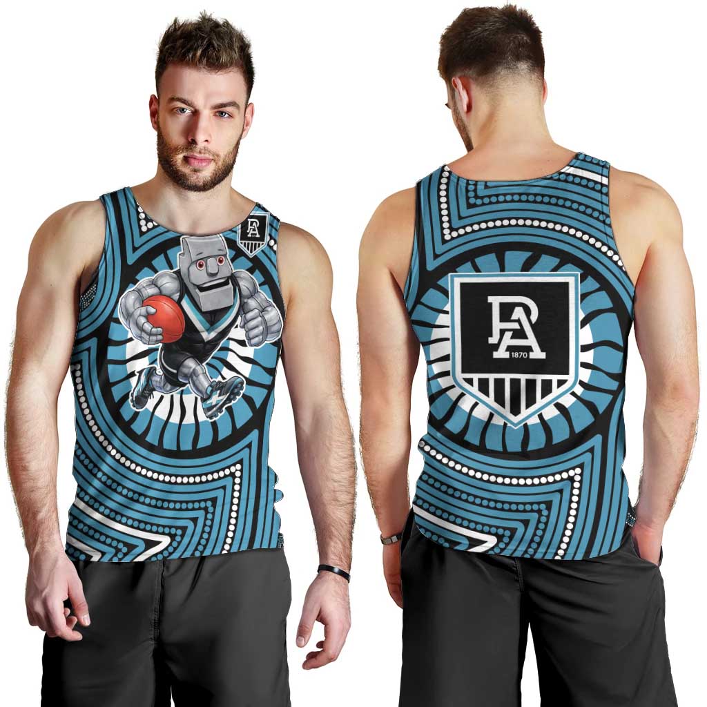 Port Adelaide Football Club Men Tank Top Indigenous Monochrome Dot Art Mascot Style