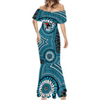 Port Adelaide Football Club Mermaid Dress Indigenous Monochrome Dot Art Mascot Style