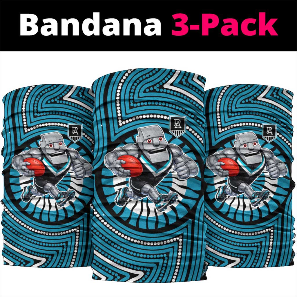 Port Adelaide Football Club Neck Gaiter Indigenous Monochrome Dot Art Mascot Style