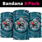 Port Adelaide Football Club Neck Gaiter Indigenous Monochrome Dot Art Mascot Style