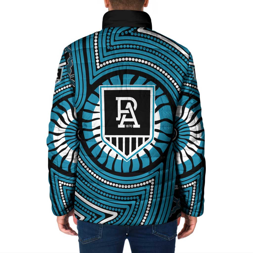 Port Adelaide Football Club Padded Jacket Indigenous Monochrome Dot Art Mascot Style