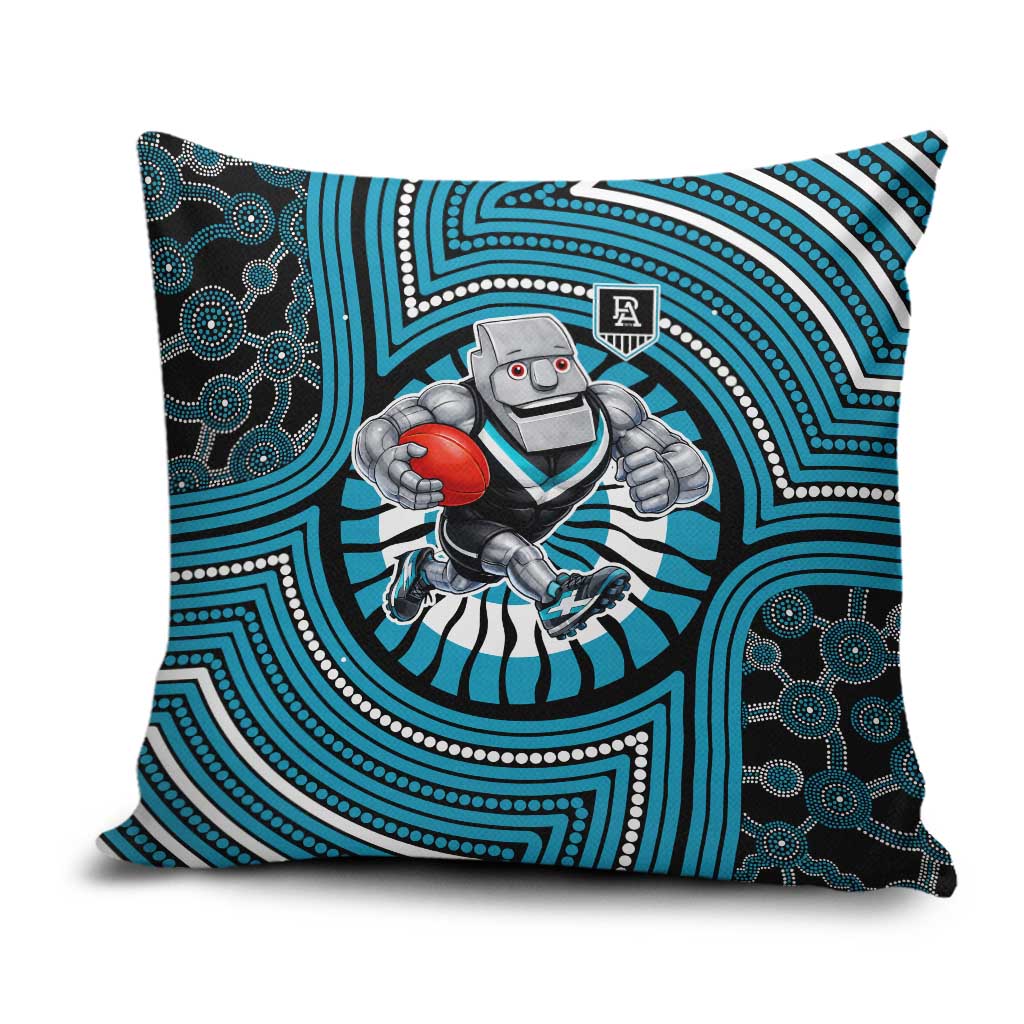 Port Adelaide Football Club Pillow Cover Indigenous Monochrome Dot Art Mascot Style