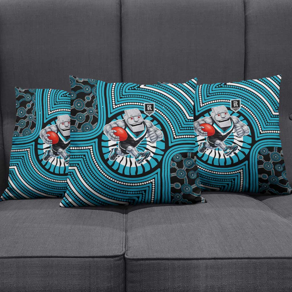 Port Adelaide Football Club Pillow Cover Indigenous Monochrome Dot Art Mascot Style
