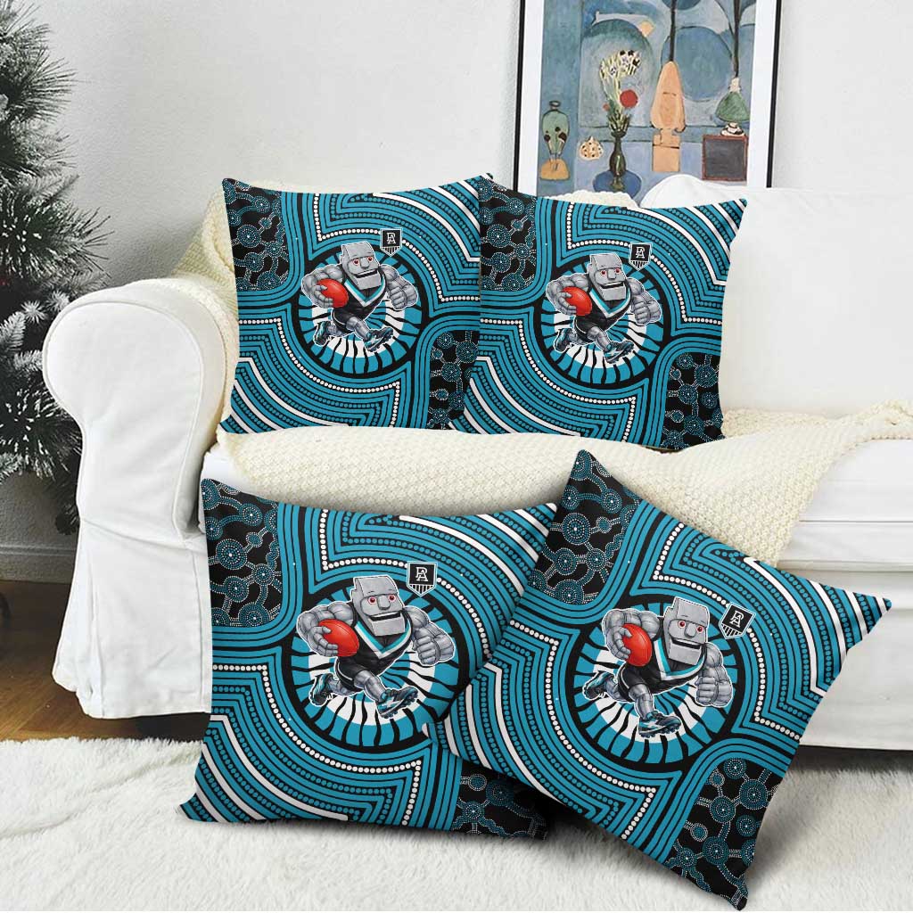 Port Adelaide Football Club Pillow Cover Indigenous Monochrome Dot Art Mascot Style