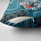 Port Adelaide Football Club Pillow Cover Indigenous Monochrome Dot Art Mascot Style