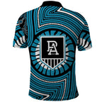 Port Adelaide Football Club Polo Shirt Indigenous Monochrome Dot Art Mascot Style