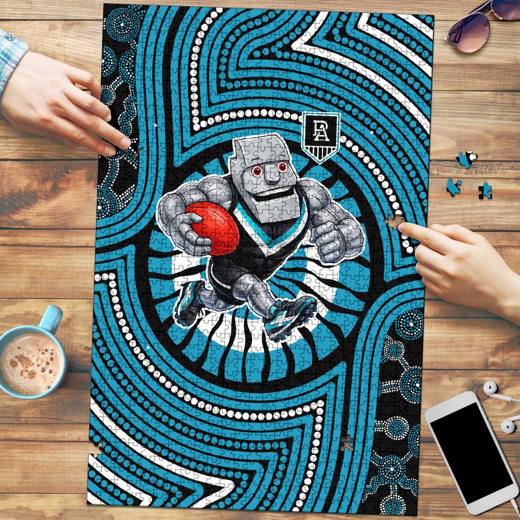 Port Adelaide Football Club Puzzle Indigenous Monochrome Dot Art Mascot Style