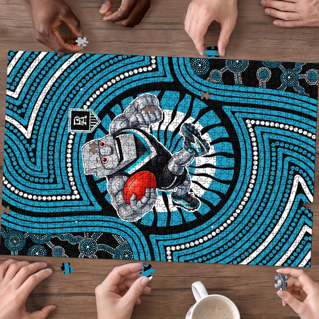 Port Adelaide Football Club Puzzle Indigenous Monochrome Dot Art Mascot Style