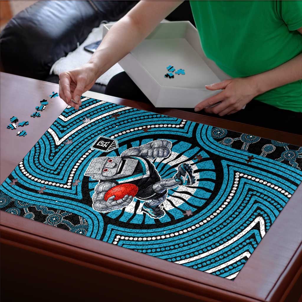 Port Adelaide Football Club Puzzle Indigenous Monochrome Dot Art Mascot Style