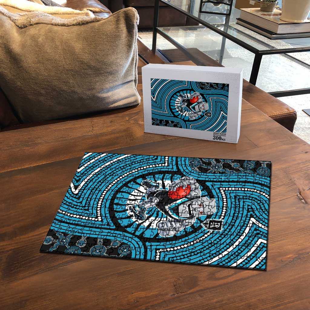 Port Adelaide Football Club Puzzle Indigenous Monochrome Dot Art Mascot Style