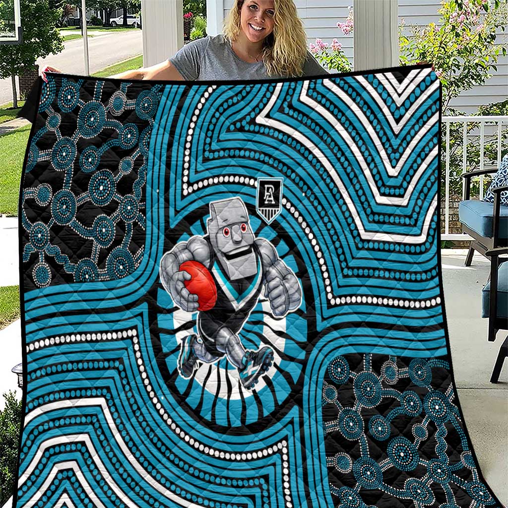 Port Adelaide Football Club Quilt Indigenous Monochrome Dot Art Mascot Style