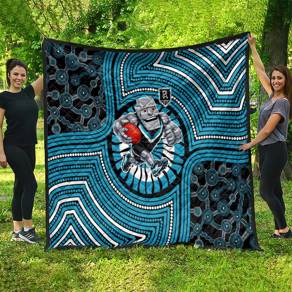 Port Adelaide Football Club Quilt Indigenous Monochrome Dot Art Mascot Style
