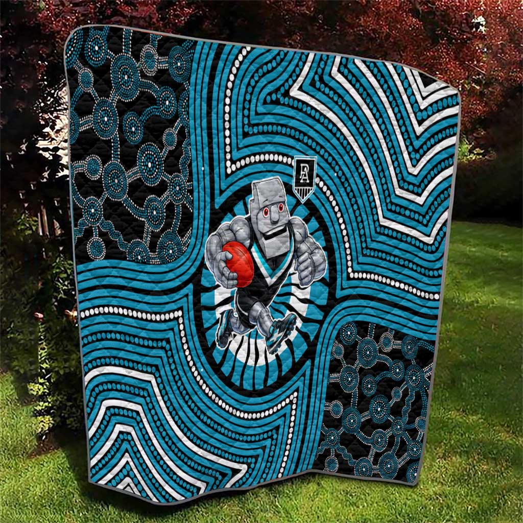 Port Adelaide Football Club Quilt Indigenous Monochrome Dot Art Mascot Style