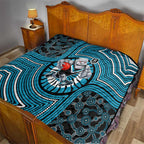 Port Adelaide Football Club Quilt Indigenous Monochrome Dot Art Mascot Style