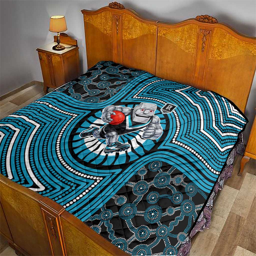 Port Adelaide Football Club Quilt Indigenous Monochrome Dot Art Mascot Style