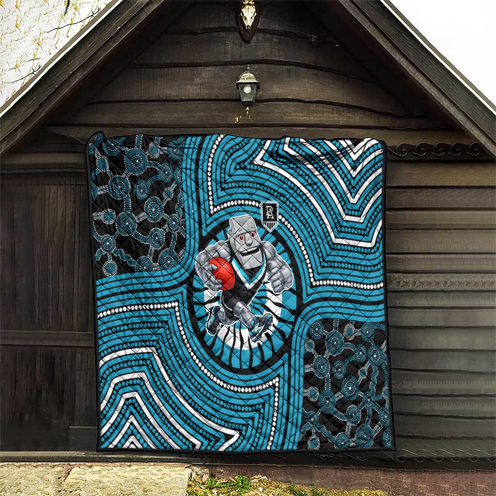 Port Adelaide Football Club Quilt Indigenous Monochrome Dot Art Mascot Style