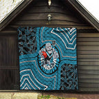 Port Adelaide Football Club Quilt Indigenous Monochrome Dot Art Mascot Style