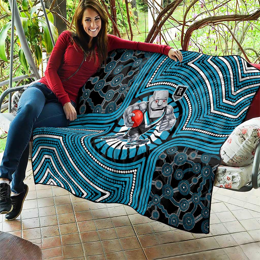 Port Adelaide Football Club Quilt Indigenous Monochrome Dot Art Mascot Style