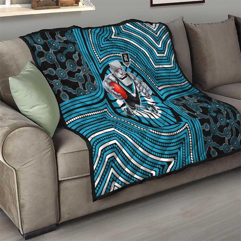 Port Adelaide Football Club Quilt Indigenous Monochrome Dot Art Mascot Style