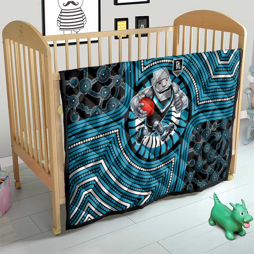 Port Adelaide Football Club Quilt Indigenous Monochrome Dot Art Mascot Style