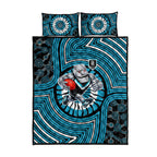 Port Adelaide Football Club Quilt Bed Set Indigenous Monochrome Dot Art Mascot Style