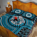 Port Adelaide Football Club Quilt Bed Set Indigenous Monochrome Dot Art Mascot Style