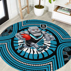 Port Adelaide Football Club Round Carpet Indigenous Monochrome Dot Art Mascot Style