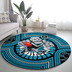 Port Adelaide Football Club Round Carpet Indigenous Monochrome Dot Art Mascot Style