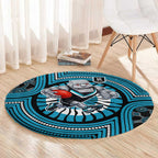 Port Adelaide Football Club Round Carpet Indigenous Monochrome Dot Art Mascot Style