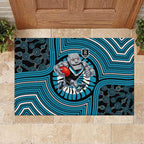 Port Adelaide Football Club Rubber Doormat Indigenous Monochrome Dot Art Mascot Style