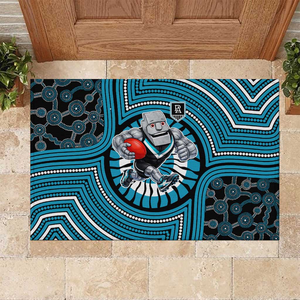Port Adelaide Football Club Rubber Doormat Indigenous Monochrome Dot Art Mascot Style