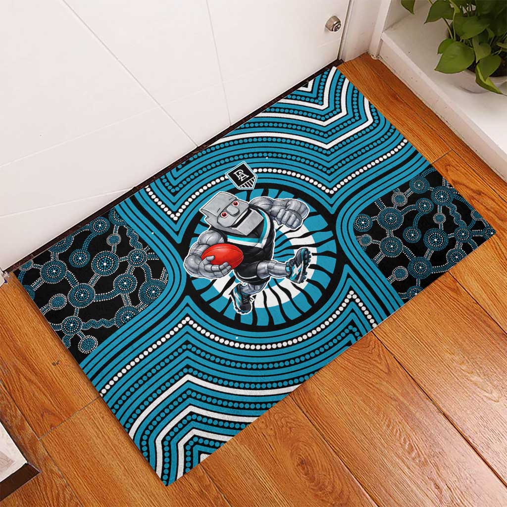 Port Adelaide Football Club Rubber Doormat Indigenous Monochrome Dot Art Mascot Style