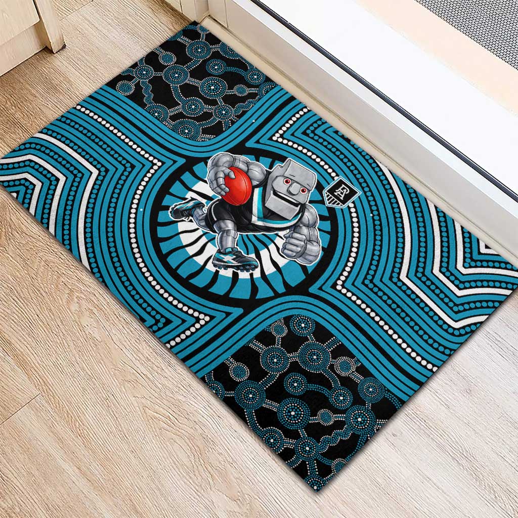 Port Adelaide Football Club Rubber Doormat Indigenous Monochrome Dot Art Mascot Style