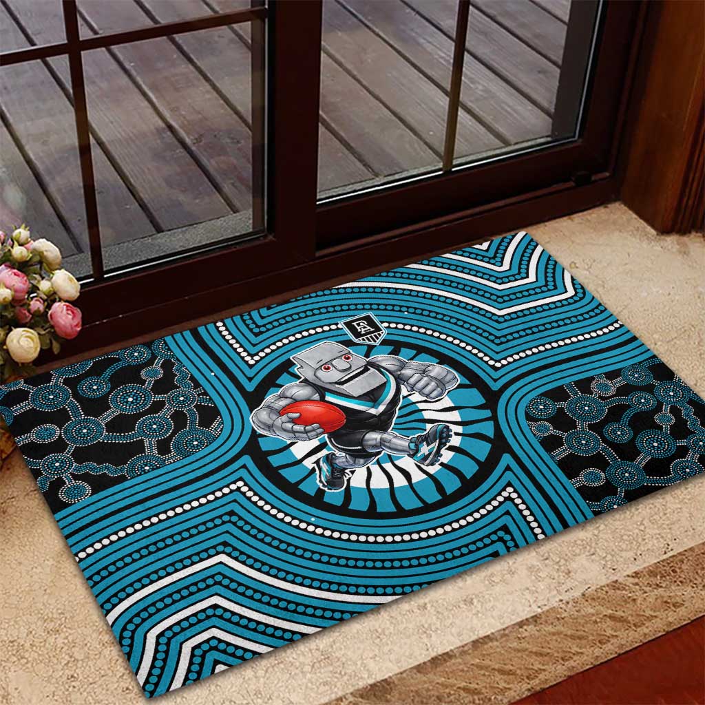Port Adelaide Football Club Rubber Doormat Indigenous Monochrome Dot Art Mascot Style