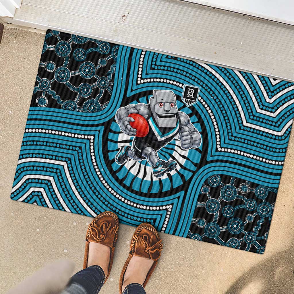 Port Adelaide Football Club Rubber Doormat Indigenous Monochrome Dot Art Mascot Style