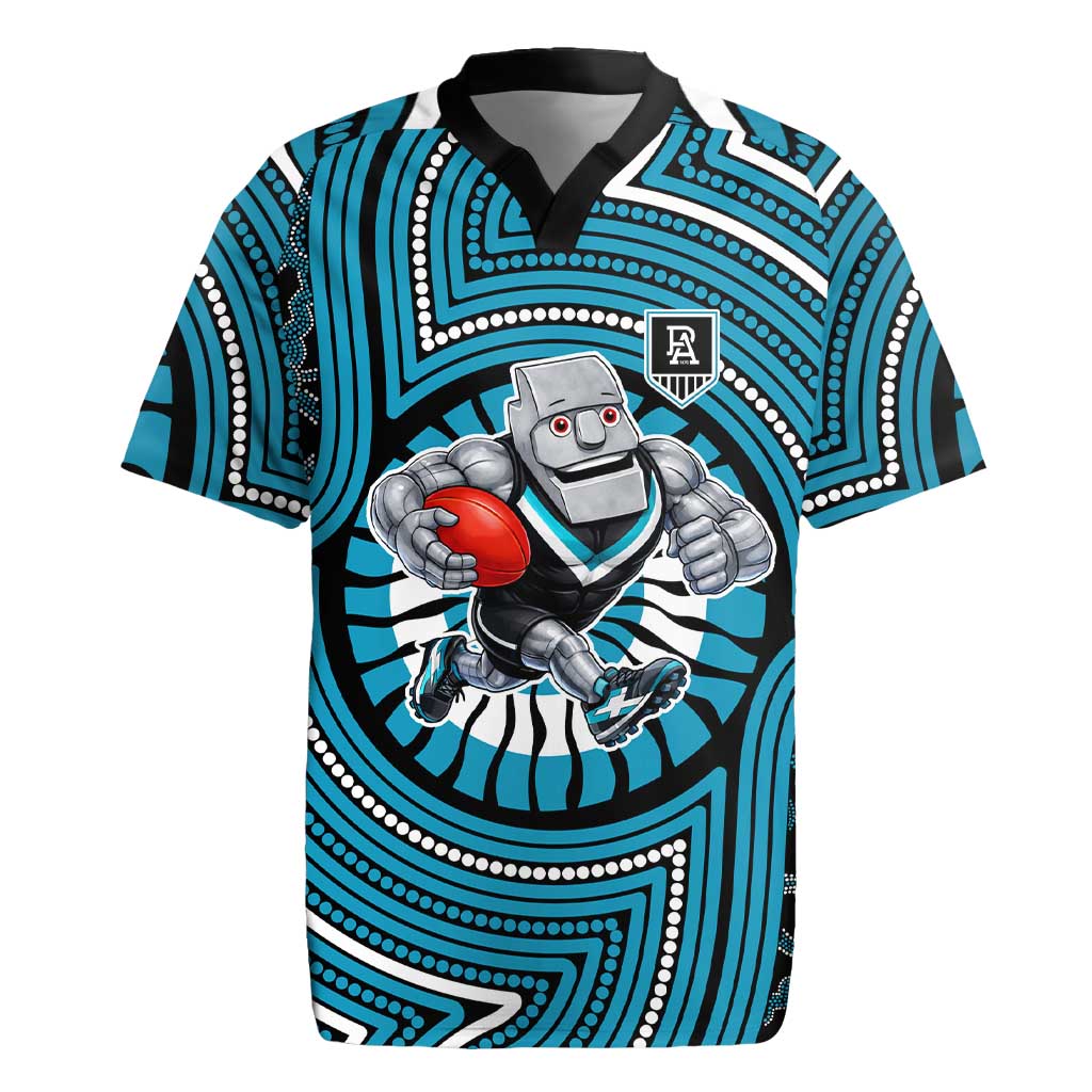 Port Adelaide Football Club Rugby Jersey Indigenous Monochrome Dot Art Mascot Style