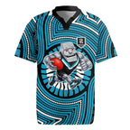 Port Adelaide Football Club Rugby Jersey Indigenous Monochrome Dot Art Mascot Style