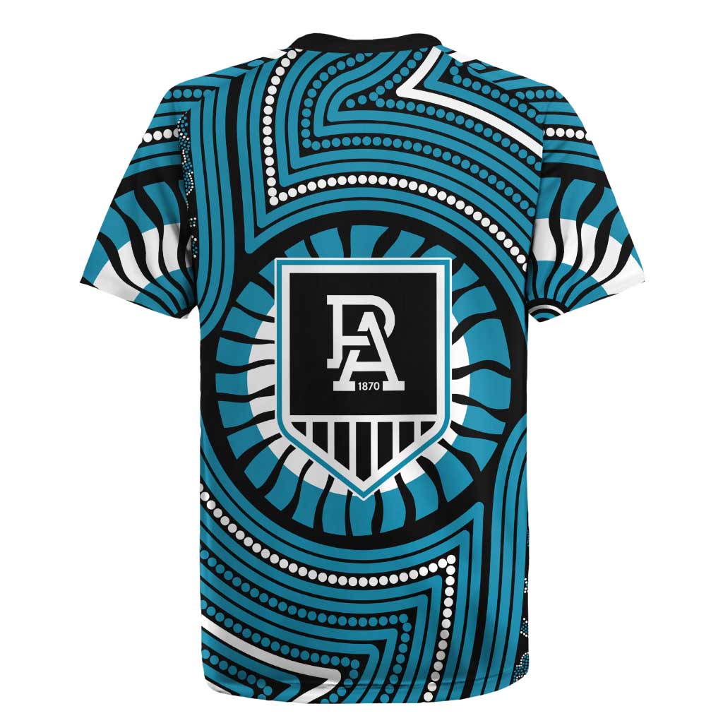 Port Adelaide Football Club Rugby Jersey Indigenous Monochrome Dot Art Mascot Style