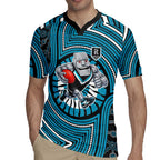 Port Adelaide Football Club Rugby Jersey Indigenous Monochrome Dot Art Mascot Style