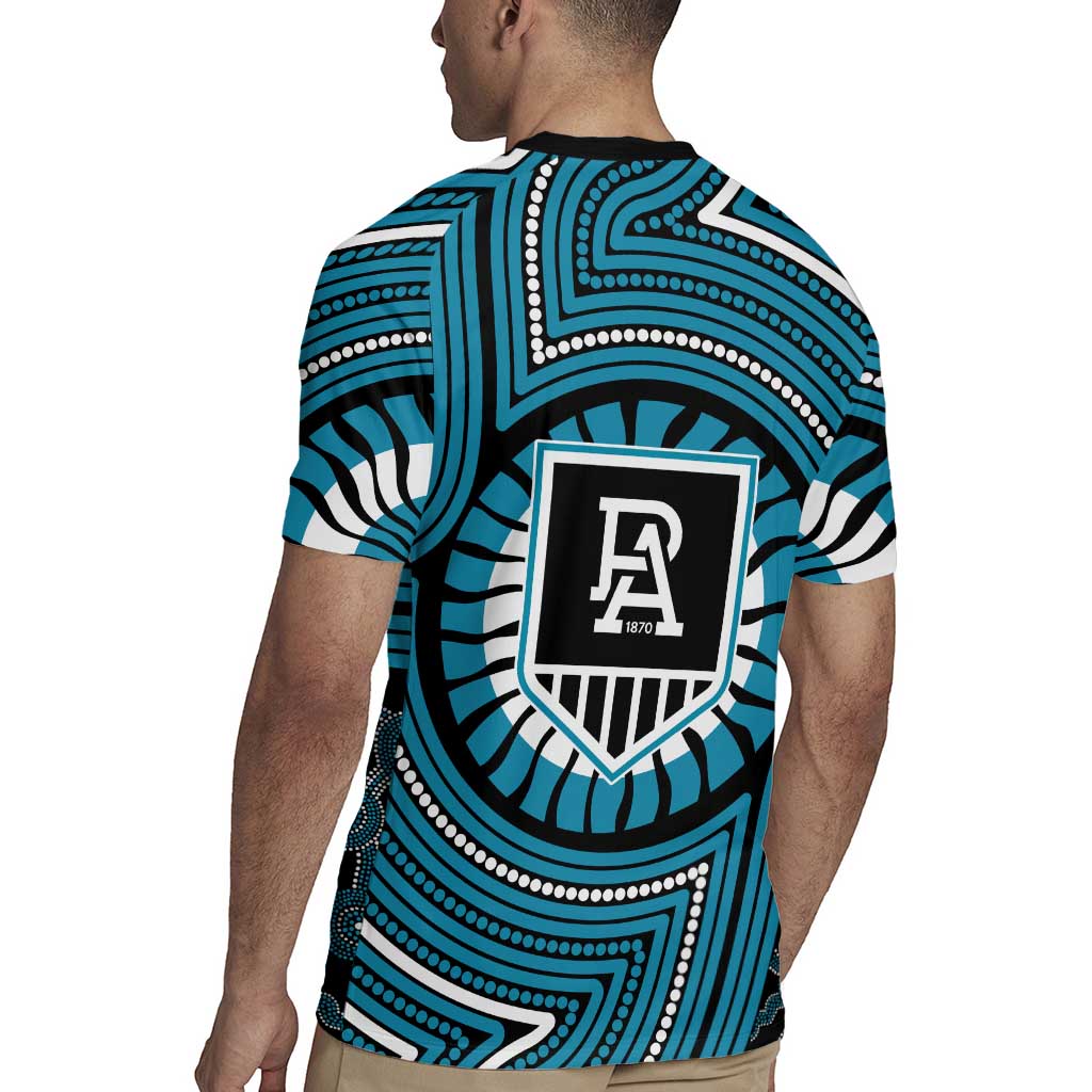 Port Adelaide Football Club Rugby Jersey Indigenous Monochrome Dot Art Mascot Style