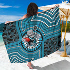 Port Adelaide Football Club Sarong Indigenous Monochrome Dot Art Mascot Style