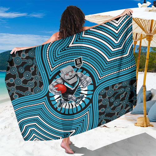 Port Adelaide Football Club Sarong Indigenous Monochrome Dot Art Mascot Style