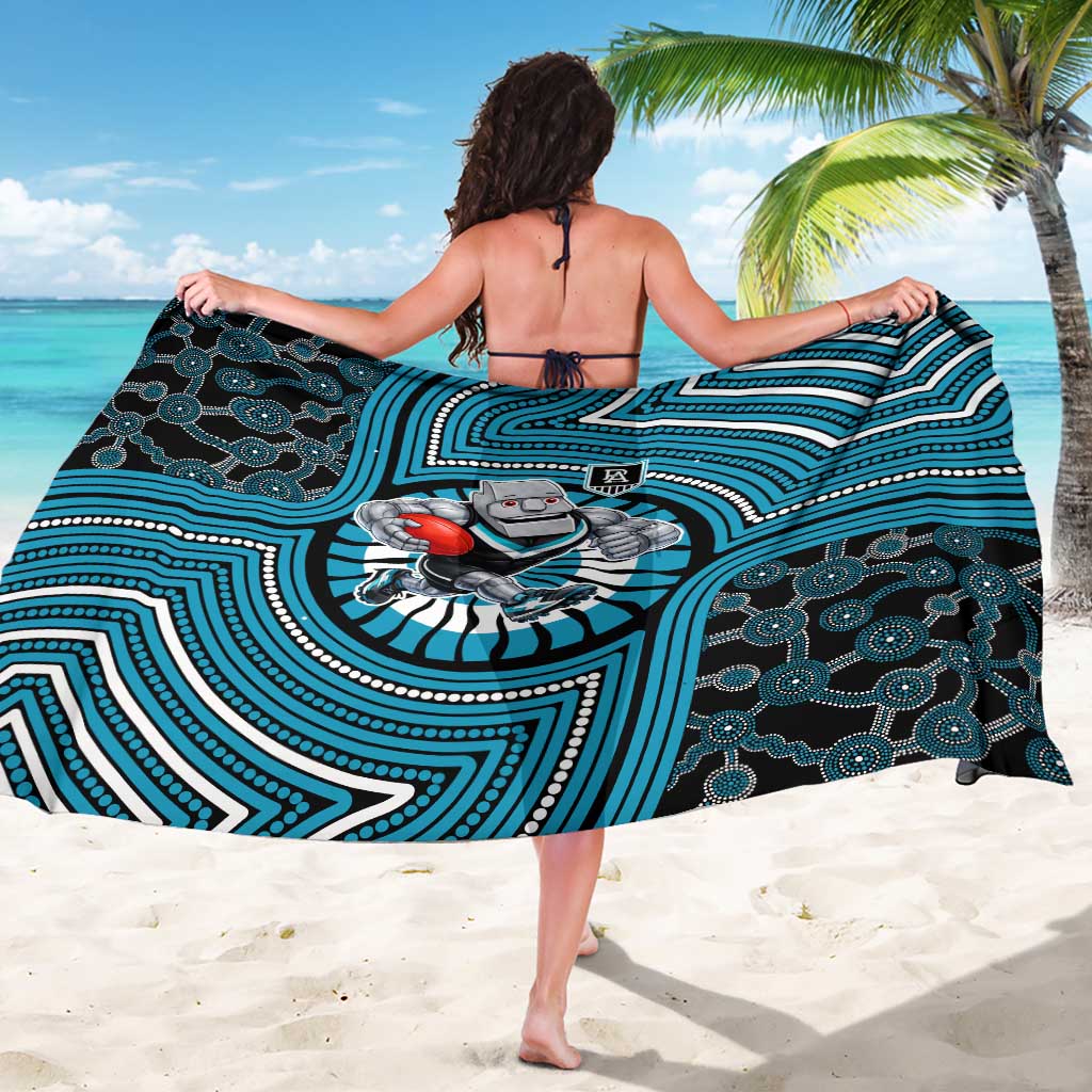Port Adelaide Football Club Sarong Indigenous Monochrome Dot Art Mascot Style