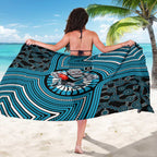 Port Adelaide Football Club Sarong Indigenous Monochrome Dot Art Mascot Style