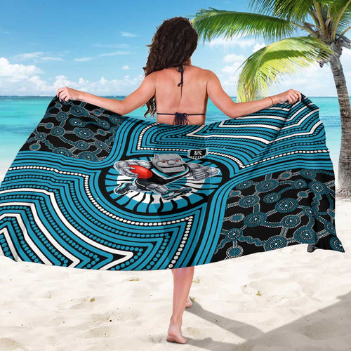 Port Adelaide Football Club Sarong Indigenous Monochrome Dot Art Mascot Style