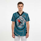 Port Adelaide Football Club Scrub Top Indigenous Monochrome Dot Art Mascot Style